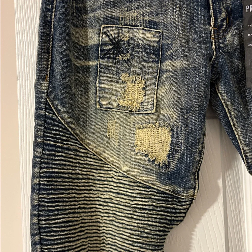 Reason Men's Distressed Blue Denim Jeans - Picture 5 of 9